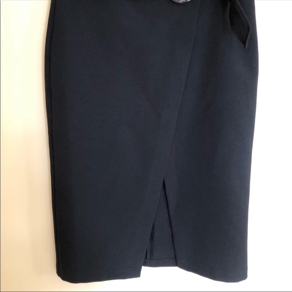 ♦️SOLD♦️TOPSHOP Black Over Lap Front Belted Skirt Sz 12 - Picture 5 of 8